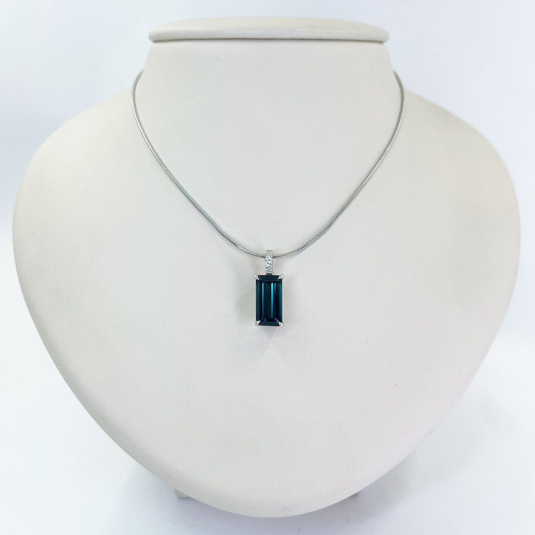 14K White Gold Tourmaline Drop Pendant