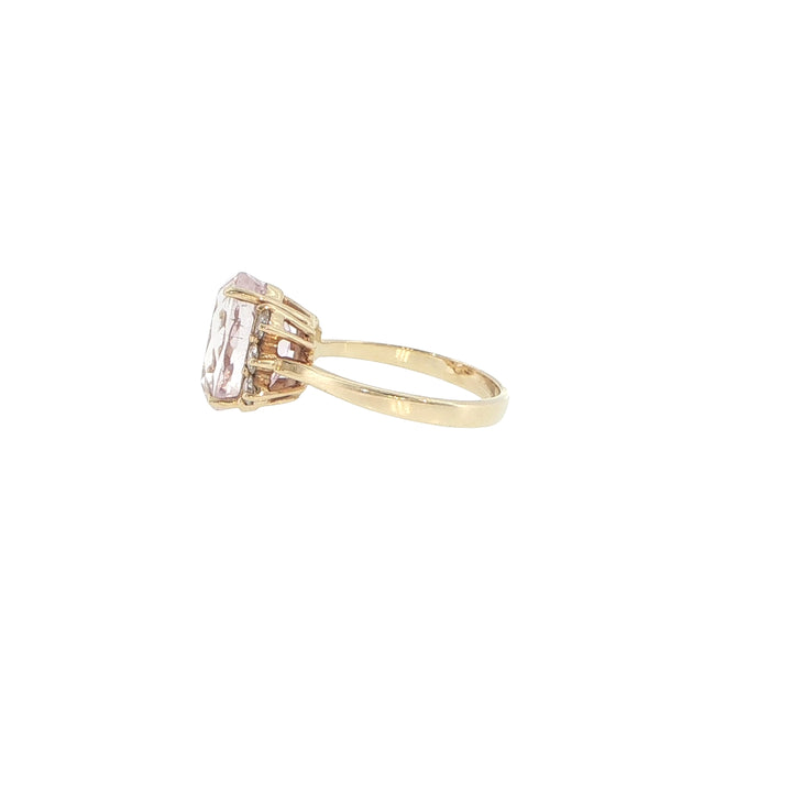 14K Yellow Gold Kunzite & Diamond Cocktail Ring