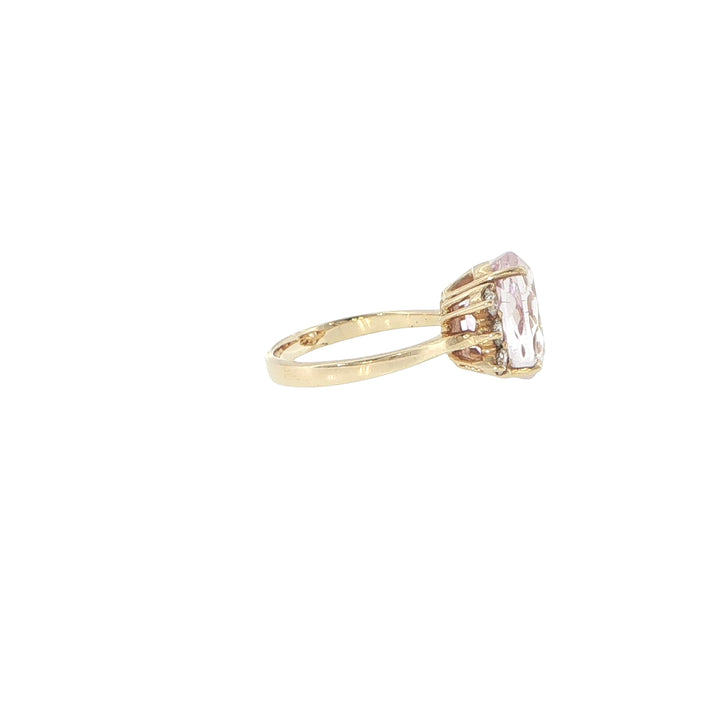 14K Yellow Gold Kunzite & Diamond Cocktail Ring