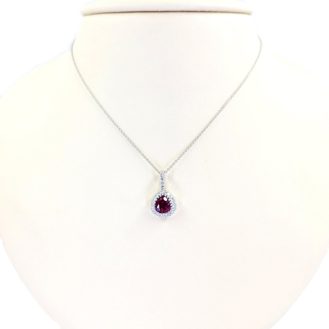 Burmese Ruby and Diamond Pendant Necklace