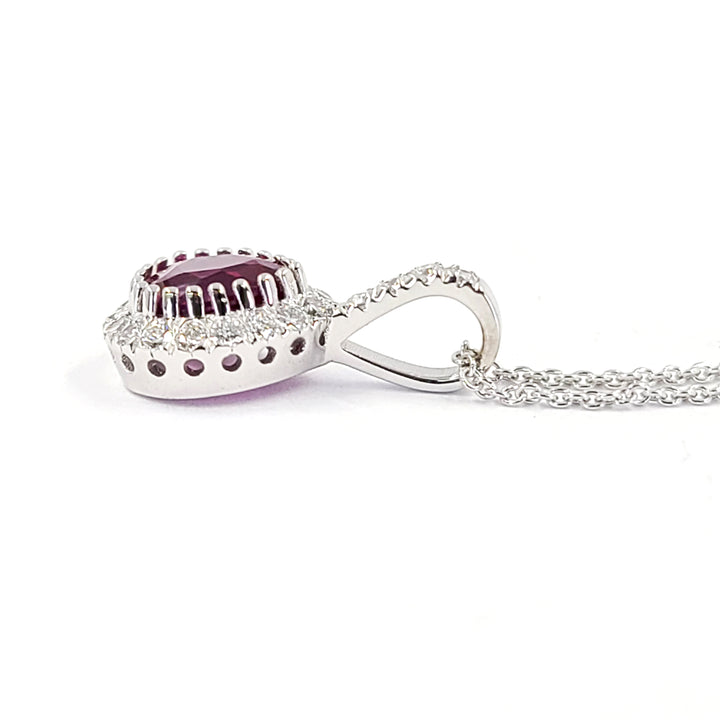 Burmese Ruby and Diamond Pendant Necklace