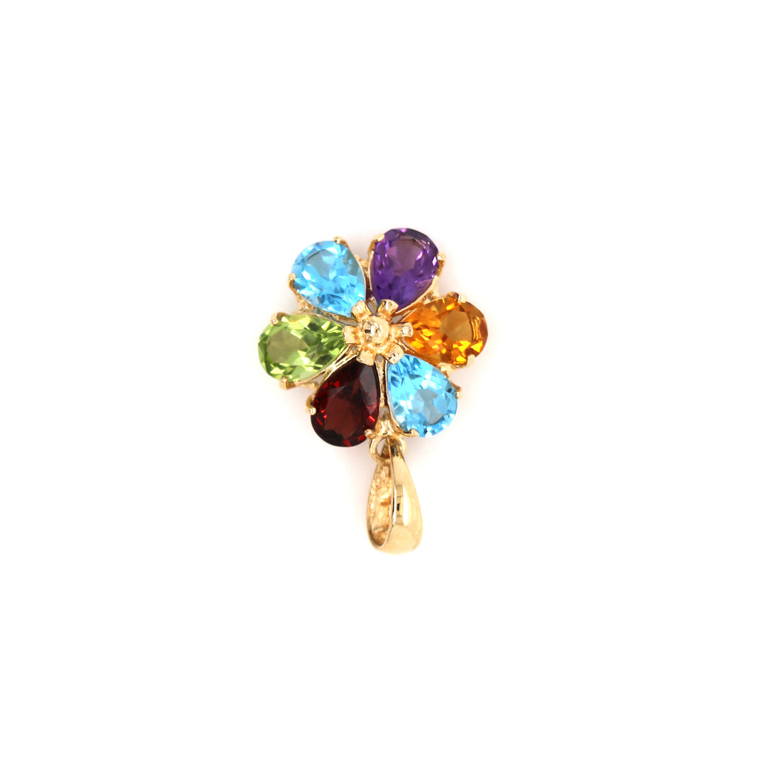 Multicolor Gemstone Flower Pendant
