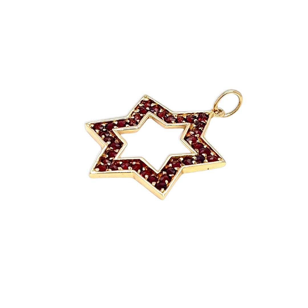 Garnet Star of David Pendant
