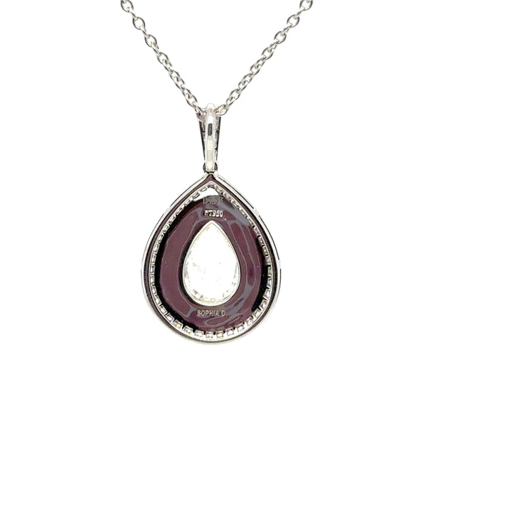 Onyx and Pear Diamond Pendant Necklace