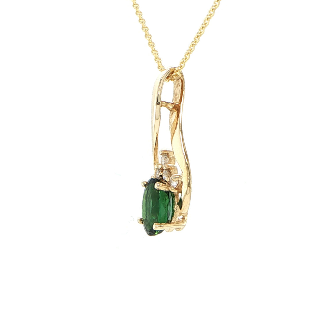 14K Yellow Gold Tourmaline & Diamond Pendant