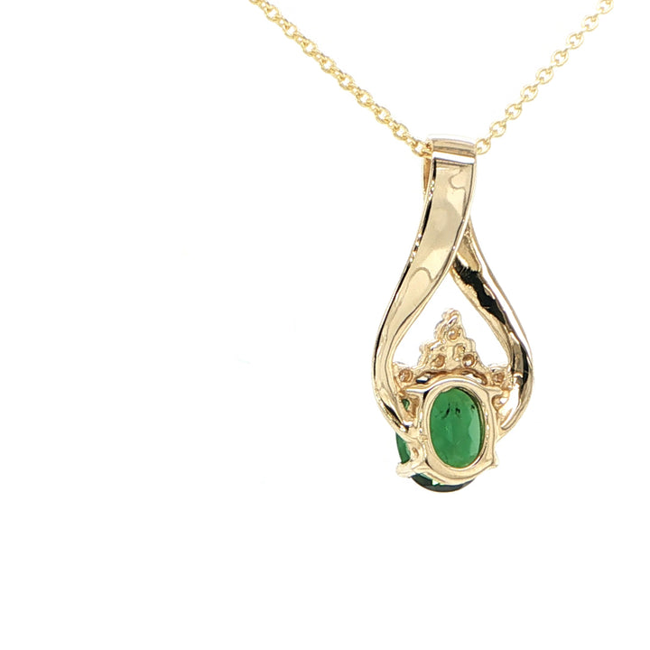 14K Yellow Gold Tourmaline & Diamond Pendant