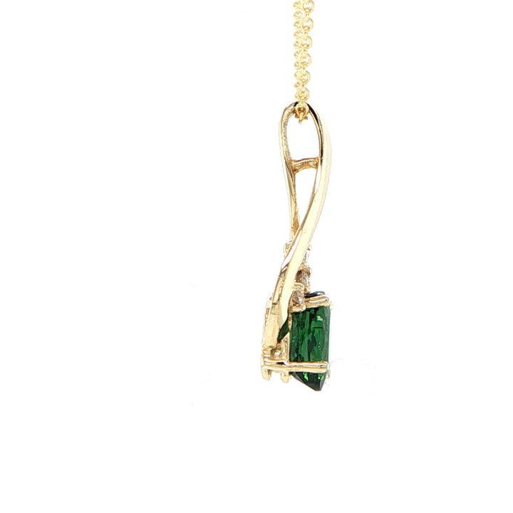 14K Yellow Gold Tourmaline & Diamond Pendant