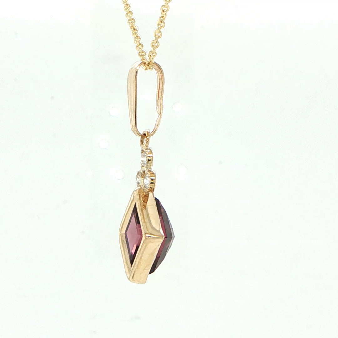 14K Yellow Gold Garnet & Diamond Pendant