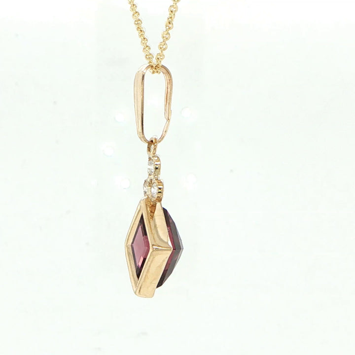 14K Yellow Gold Garnet & Diamond Pendant
