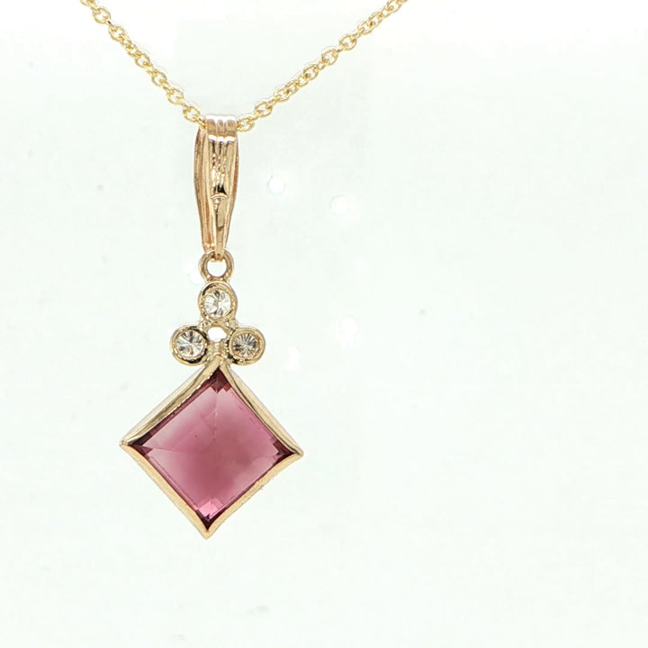 14K Yellow Gold Garnet & Diamond Pendant