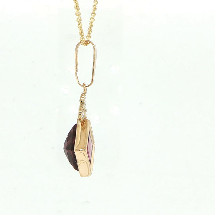 14K Yellow Gold Garnet & Diamond Pendant