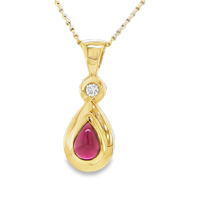 14K Yellow Gold Garnet & Diamond Pendant