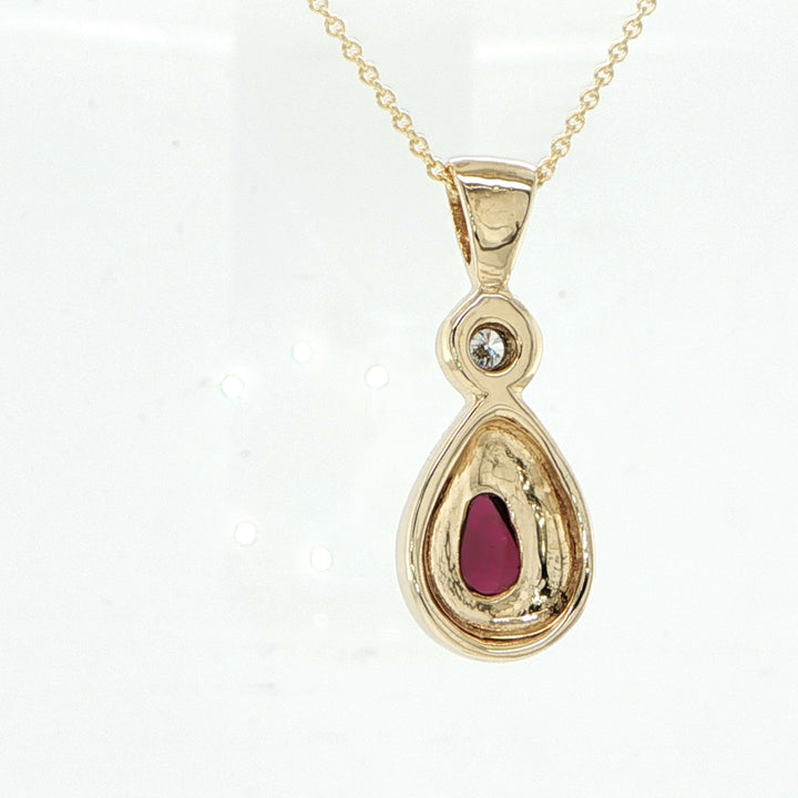 14K Yellow Gold Garnet & Diamond Pendant