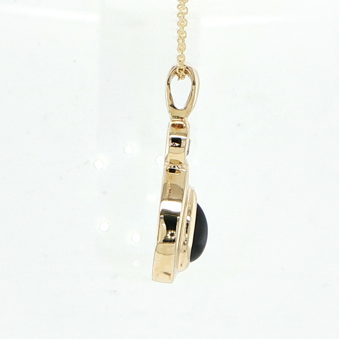 14K Yellow Gold Garnet & Diamond Pendant
