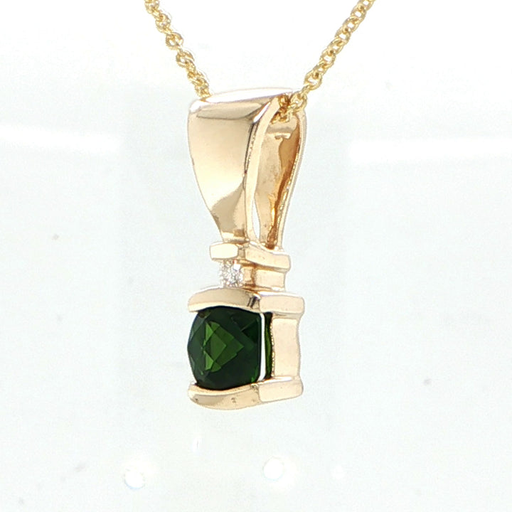 14K Yellow Gold Tourmaline & Diamond Pendant
