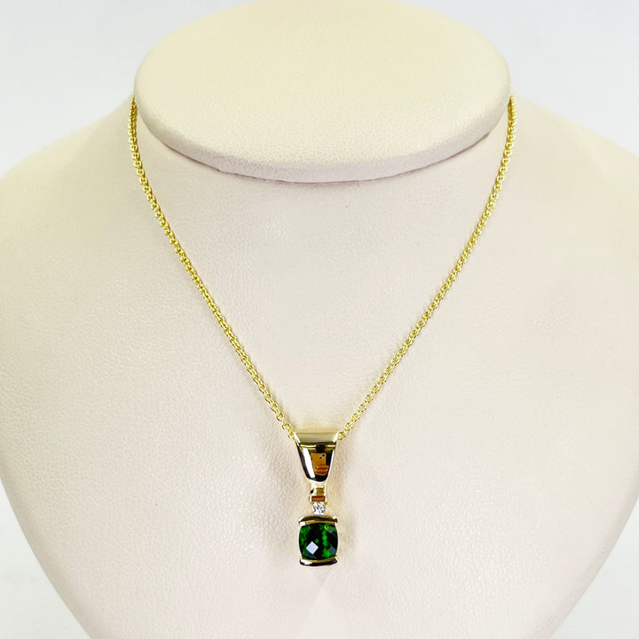 14K Yellow Gold Tourmaline & Diamond Pendant