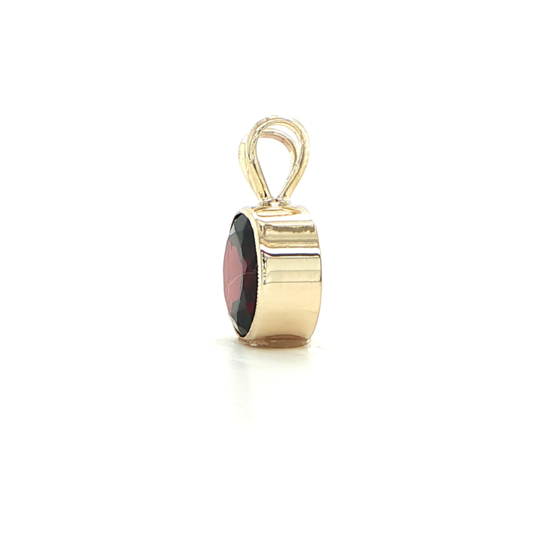 14K Yellow Gold Bezel-Set Garnet Pendant