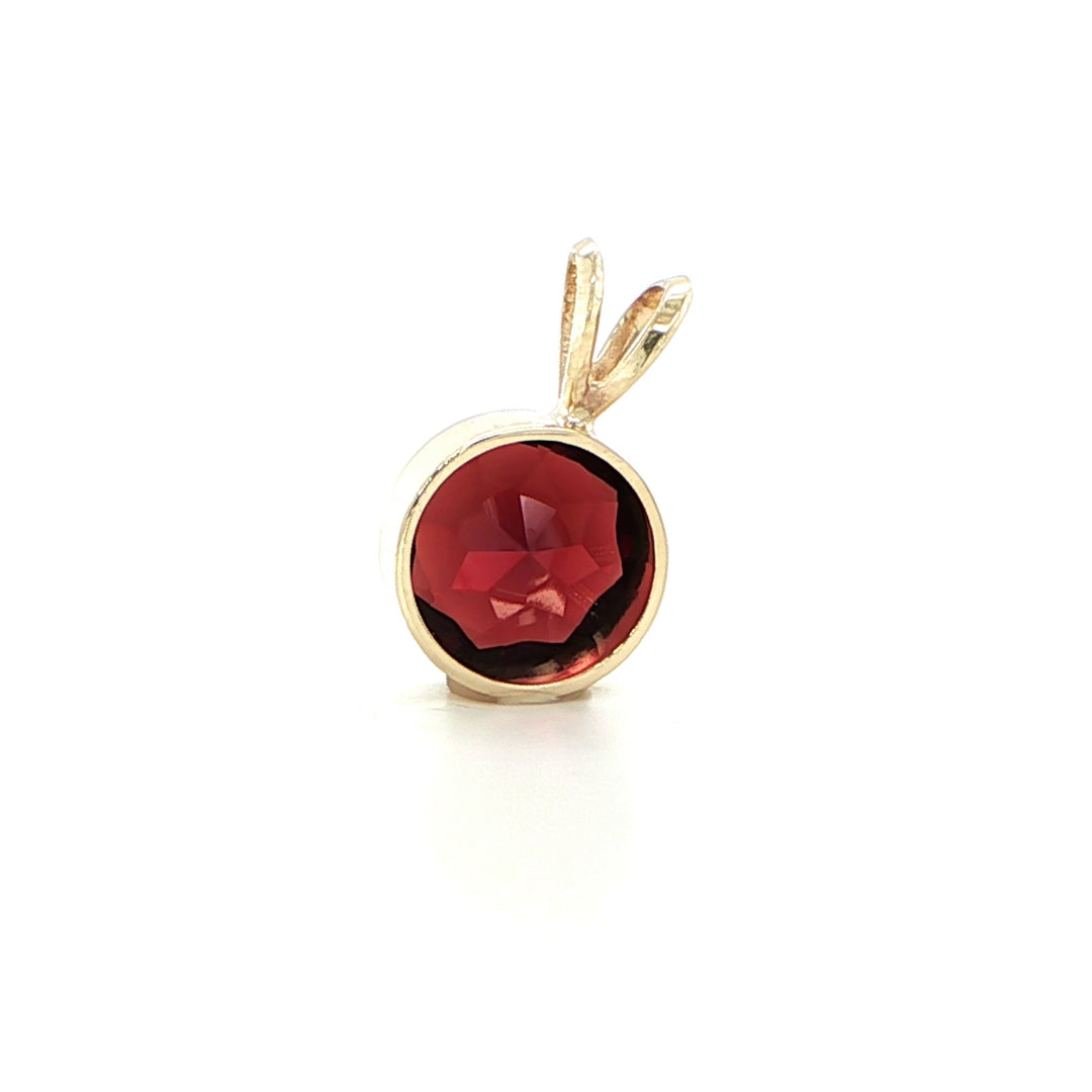 14K Yellow Gold Bezel-Set Garnet Pendant
