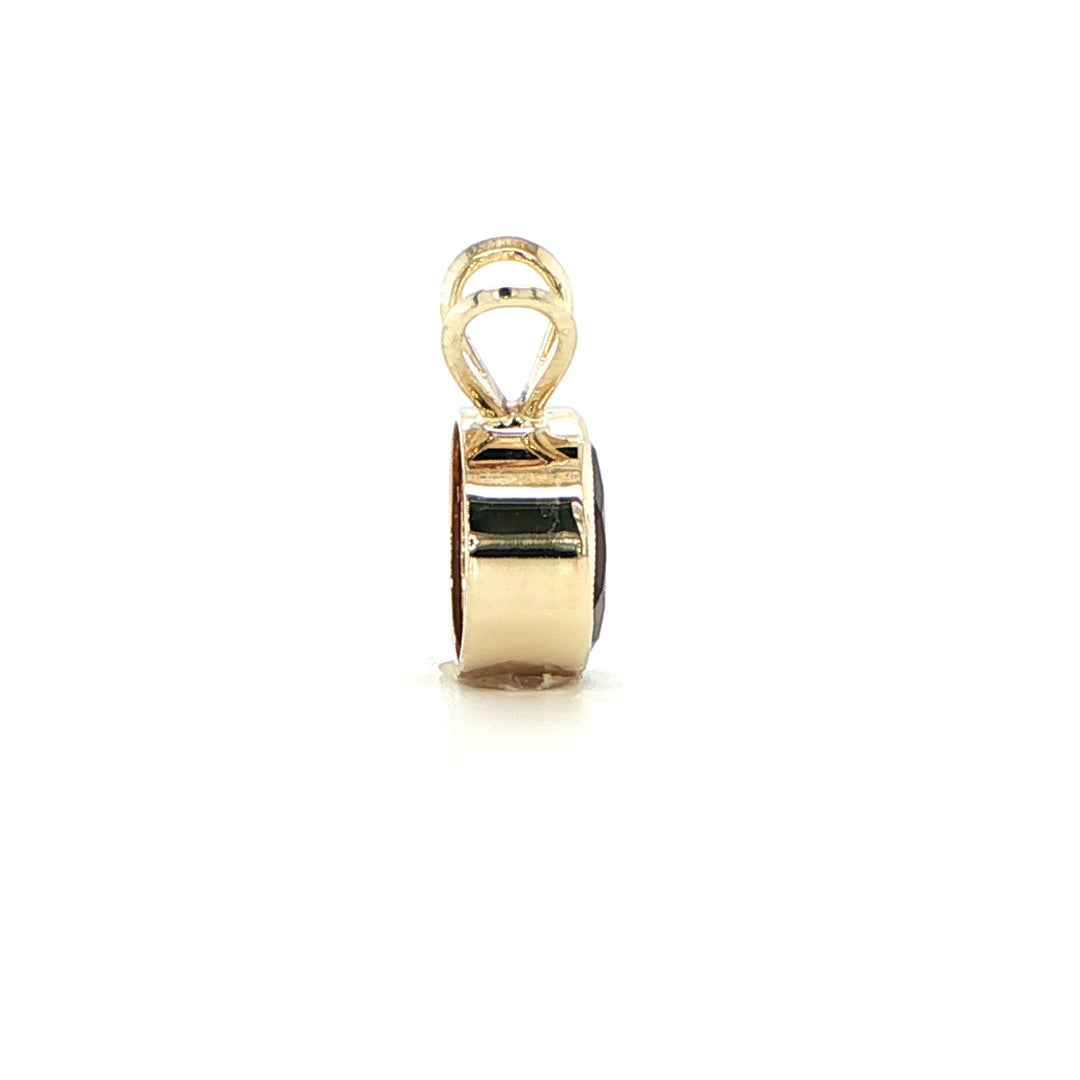 14K Yellow Gold Bezel-Set Garnet Pendant