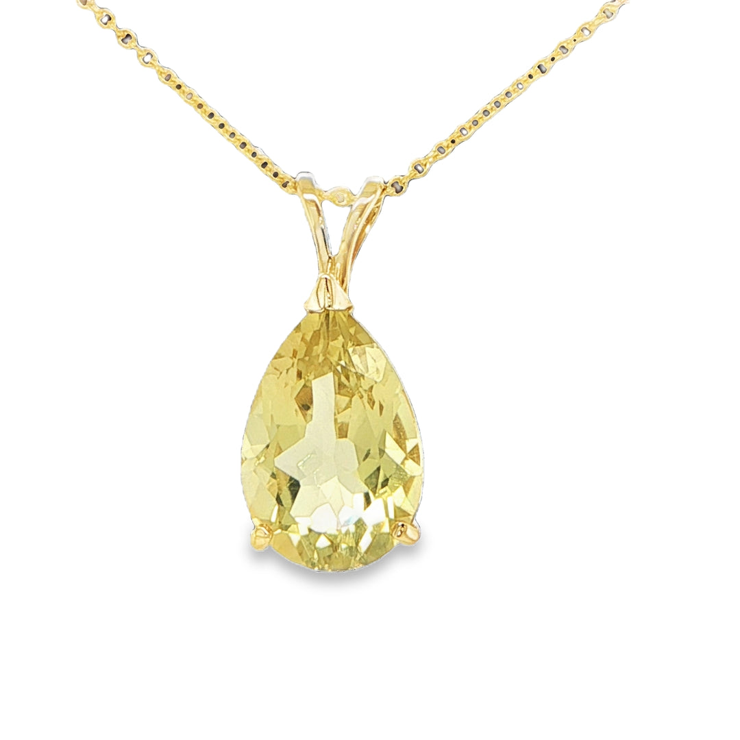 14K Yellow Gold Pear Cut Citrine Pendant