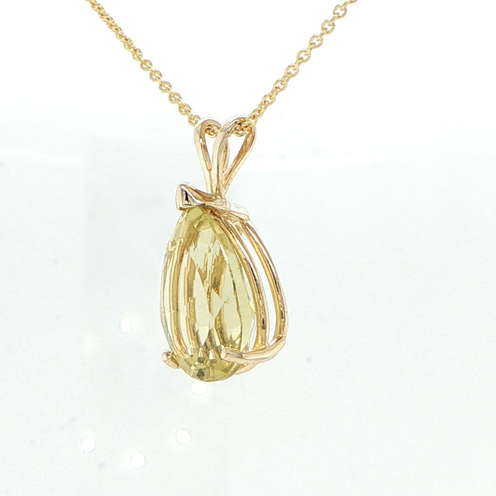 14K Yellow Gold Pear Cut Citrine Pendant