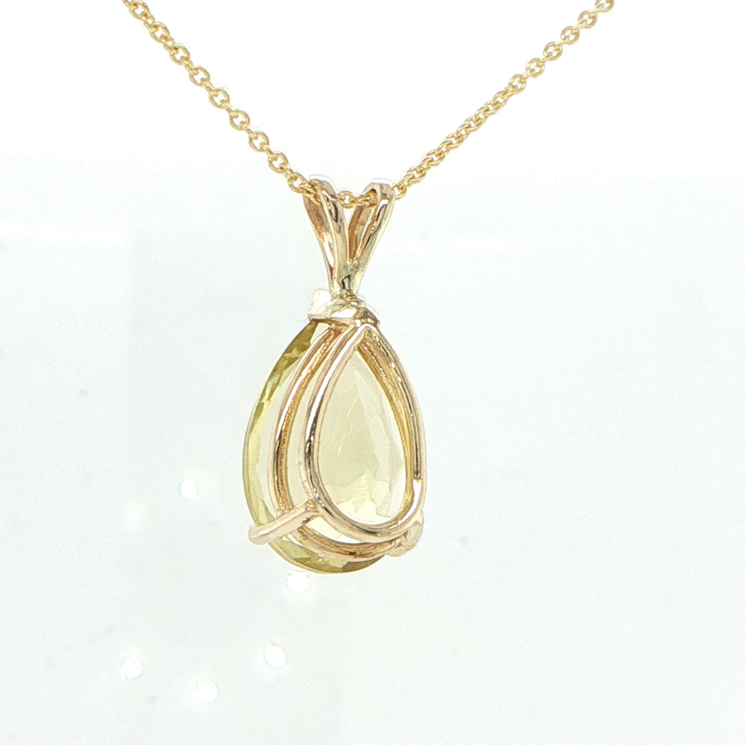 14K Yellow Gold Pear Cut Citrine Pendant