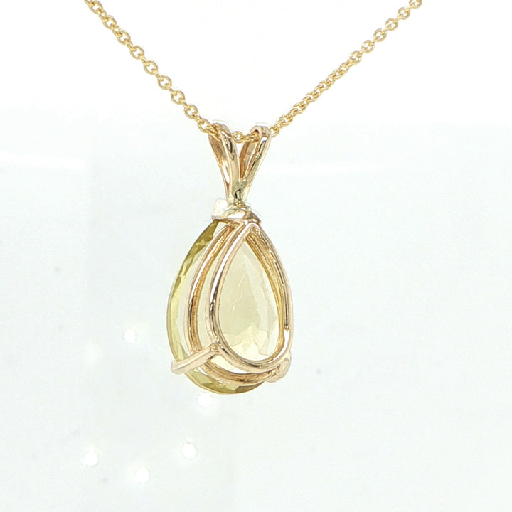 14K Yellow Gold Pear Cut Citrine Pendant
