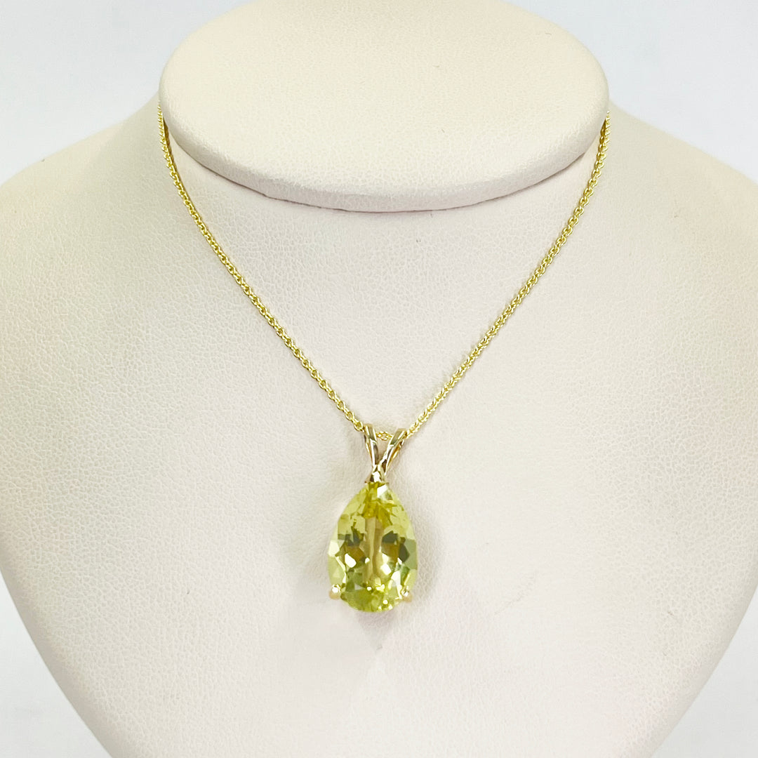 14K Yellow Gold Pear Cut Citrine Pendant