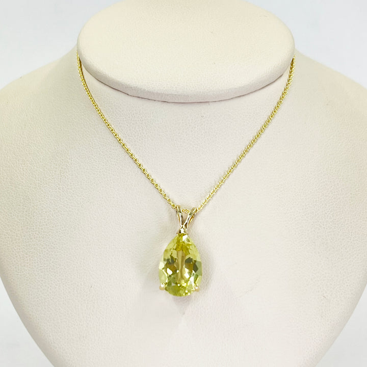 14K Yellow Gold Pear Cut Citrine Pendant