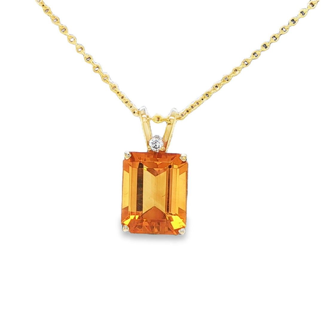 14K Yellow Gold Citrine & Diamond Pendant