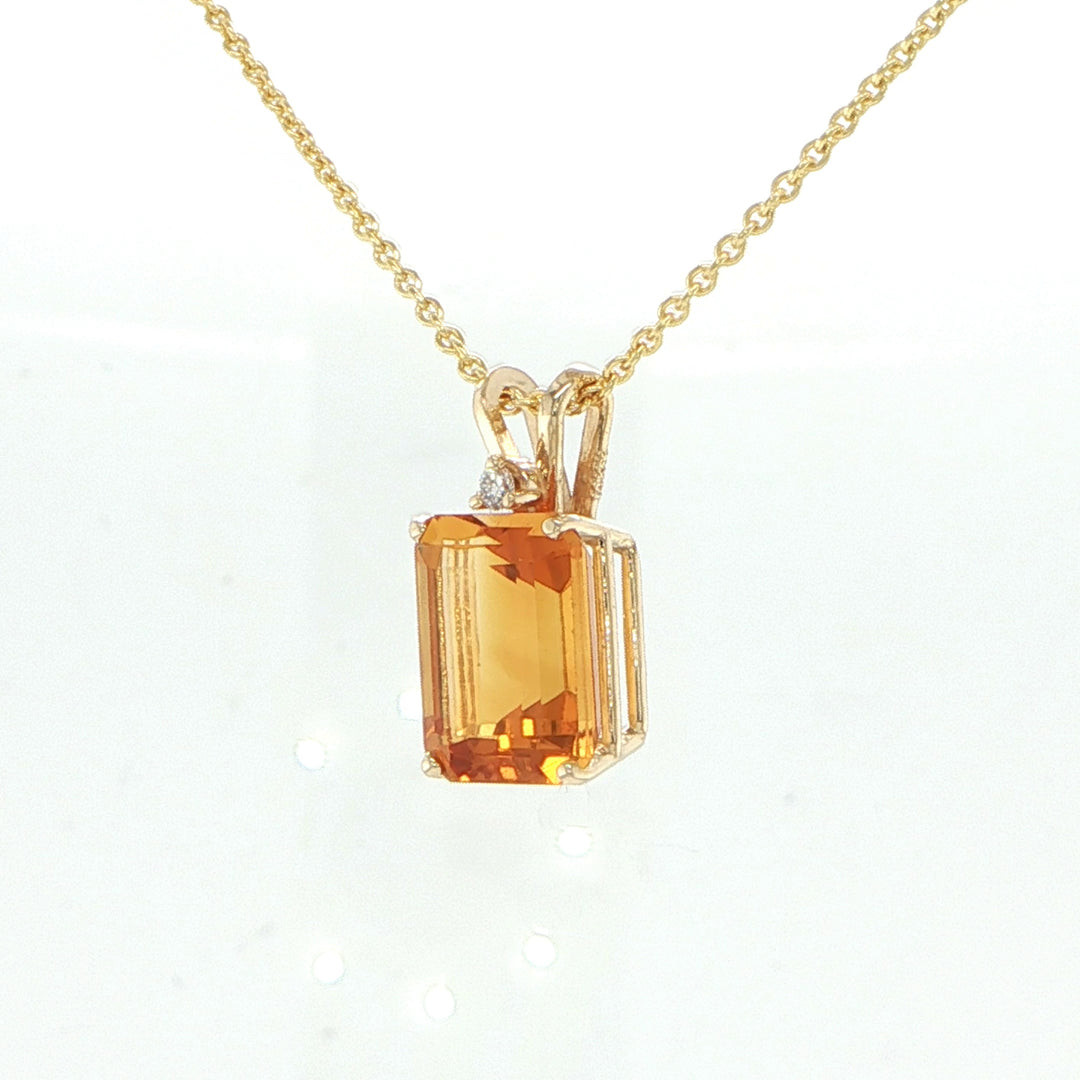14K Yellow Gold Citrine & Diamond Pendant