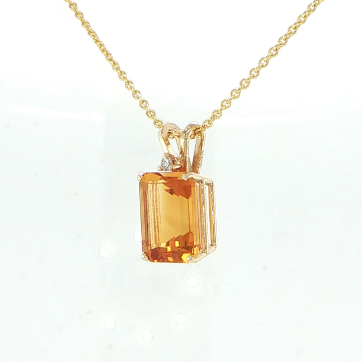 14K Yellow Gold Citrine & Diamond Pendant