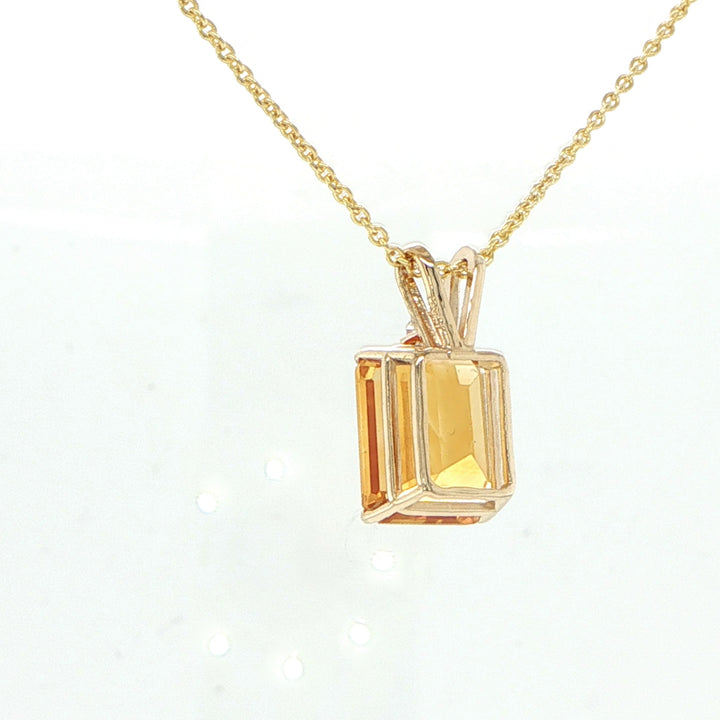 14K Yellow Gold Citrine & Diamond Pendant