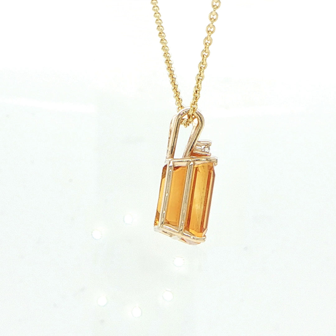 14K Yellow Gold Citrine & Diamond Pendant