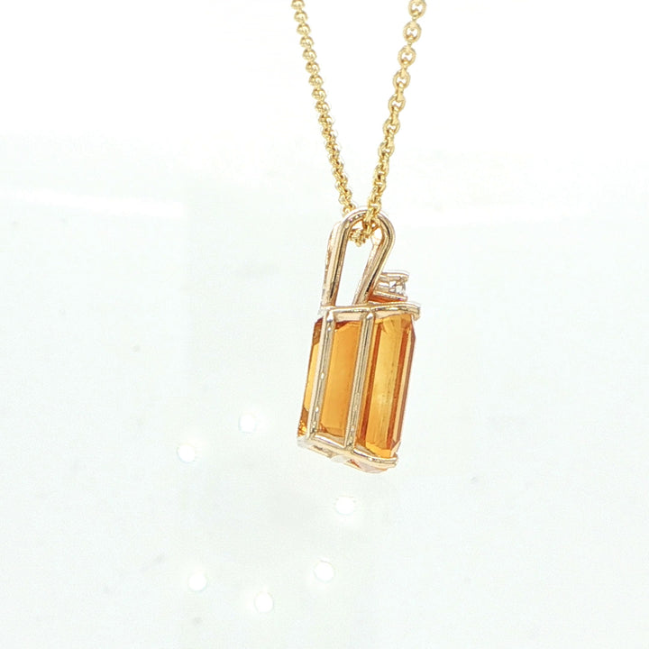 14K Yellow Gold Citrine & Diamond Pendant