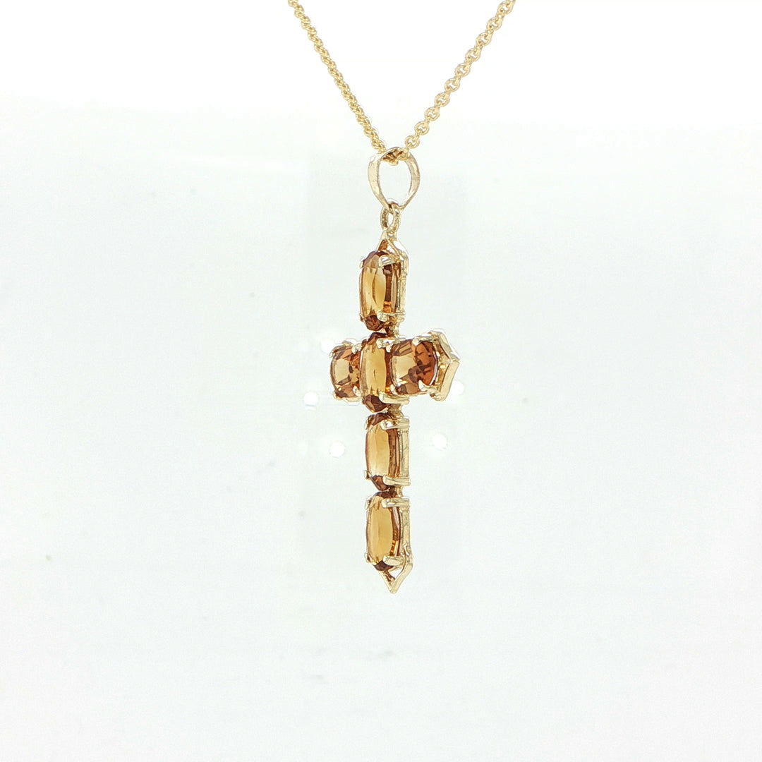 14K Yellow Gold Citrine Cross Pendant