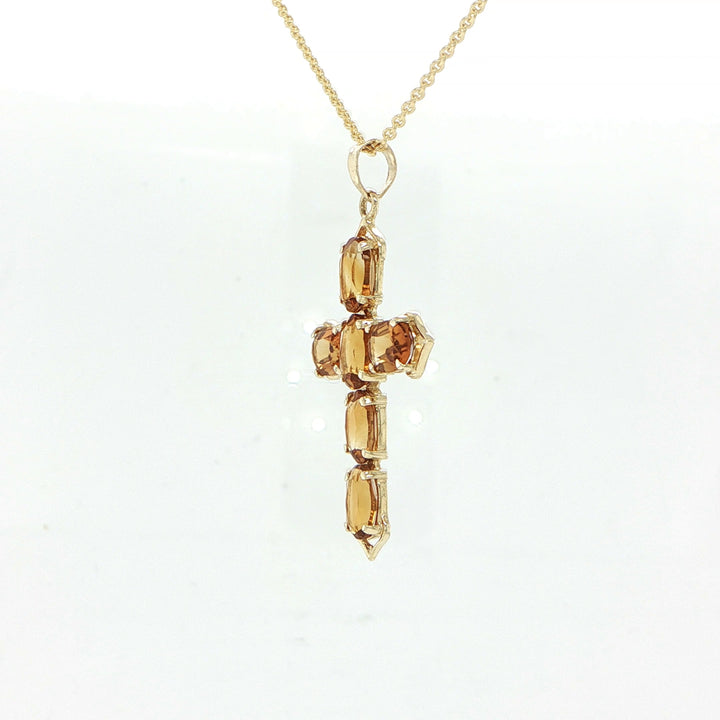 14K Yellow Gold Citrine Cross Pendant