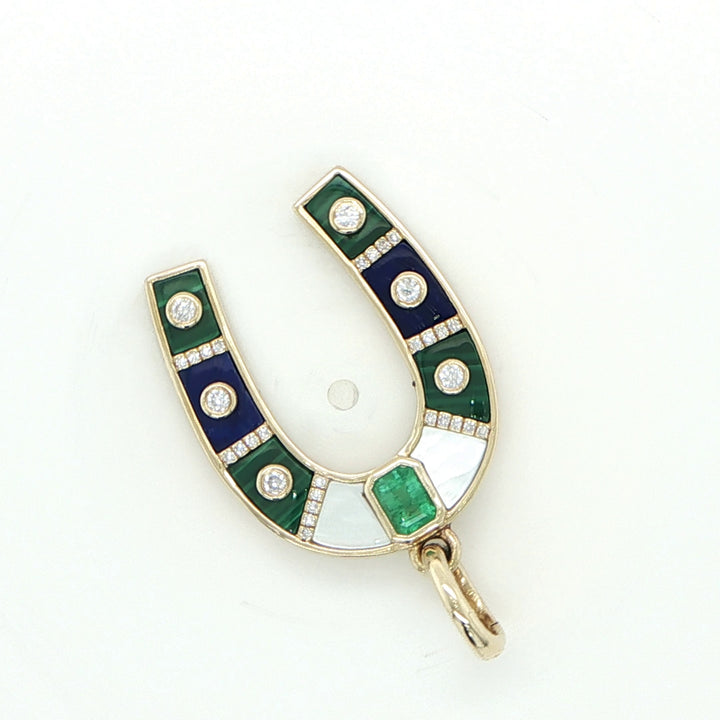 14K Yellow Gold Horseshoe Pendant with Emerald