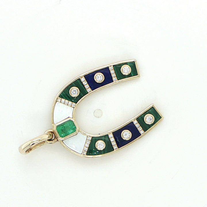 14K Yellow Gold Horseshoe Pendant with Emerald