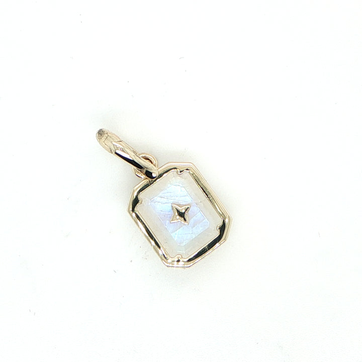 14K Yellow Gold Moonstone & Diamond Star Pendant