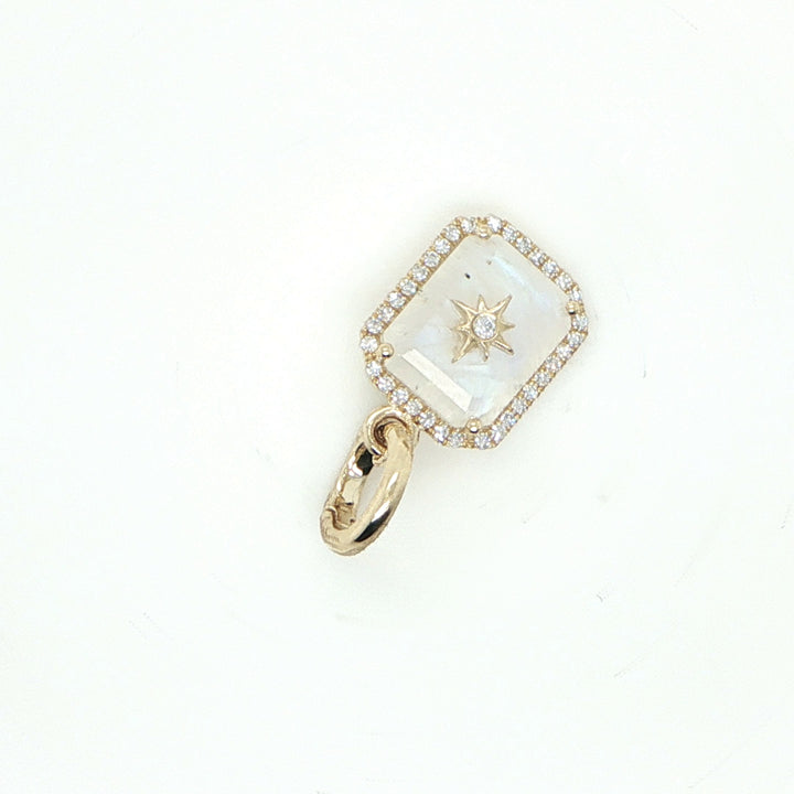 14K Yellow Gold Moonstone & Diamond Star Pendant
