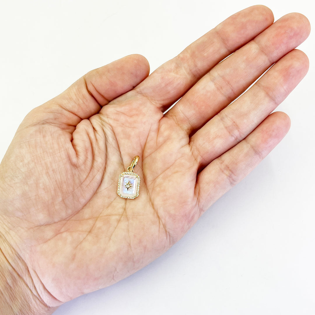 14K Yellow Gold Moonstone & Diamond Star Pendant