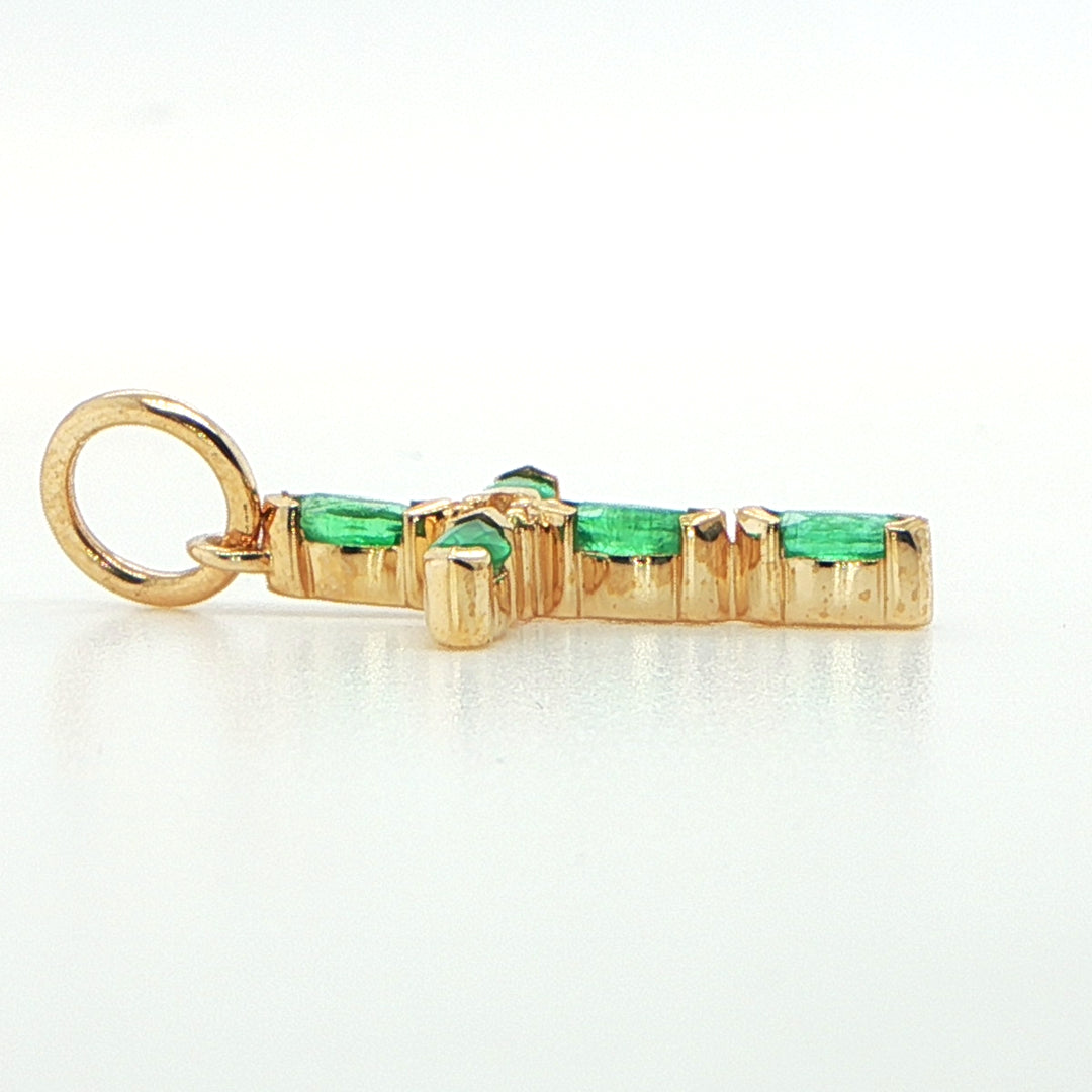 14K Yellow Gold Gemstone Cross Pendant