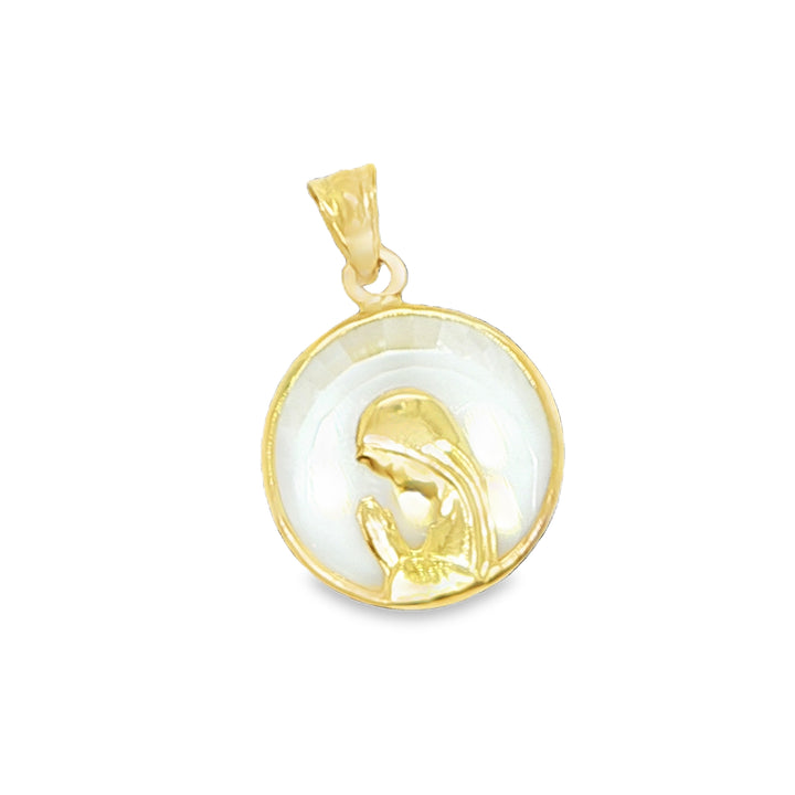 18K Yellow Gold Virgin Mary Quartz Pendant