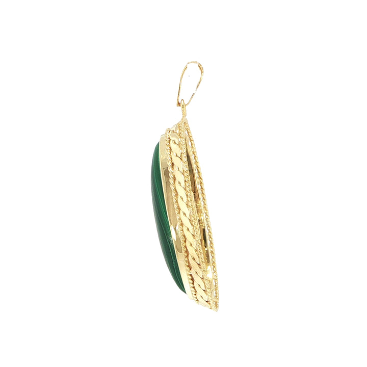 14K Yellow Gold Malachite Cabochon Pendant
