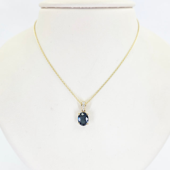 18K Yellow Gold Sapphire & Diamond Pendant