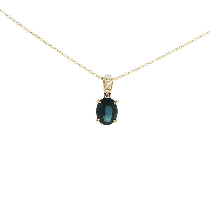 18K Yellow Gold Sapphire & Diamond Pendant