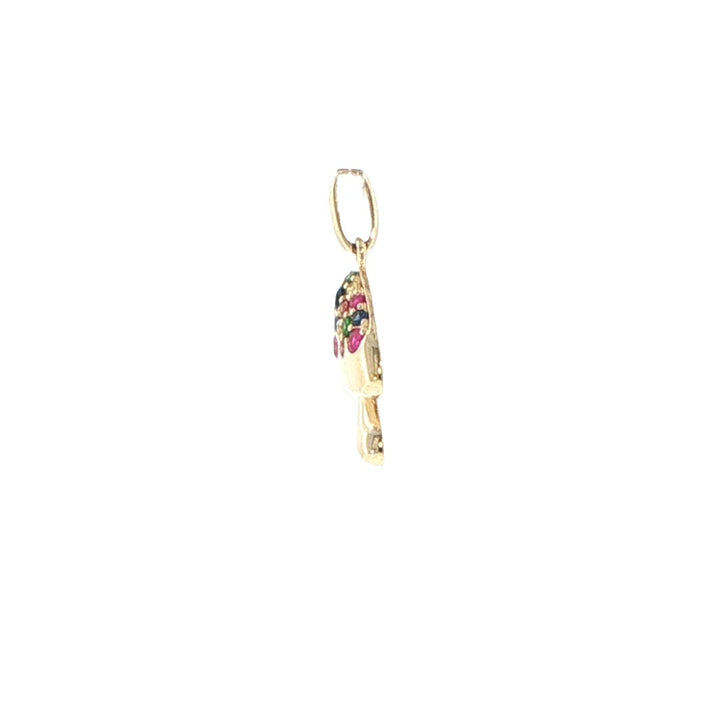 14K Yellow Gold Multi-Gemstone Mushroom Pendant