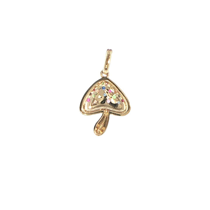 14K Yellow Gold Multi-Gemstone Mushroom Pendant