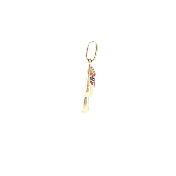 14K Yellow Gold Multi-Gemstone Mushroom Pendant